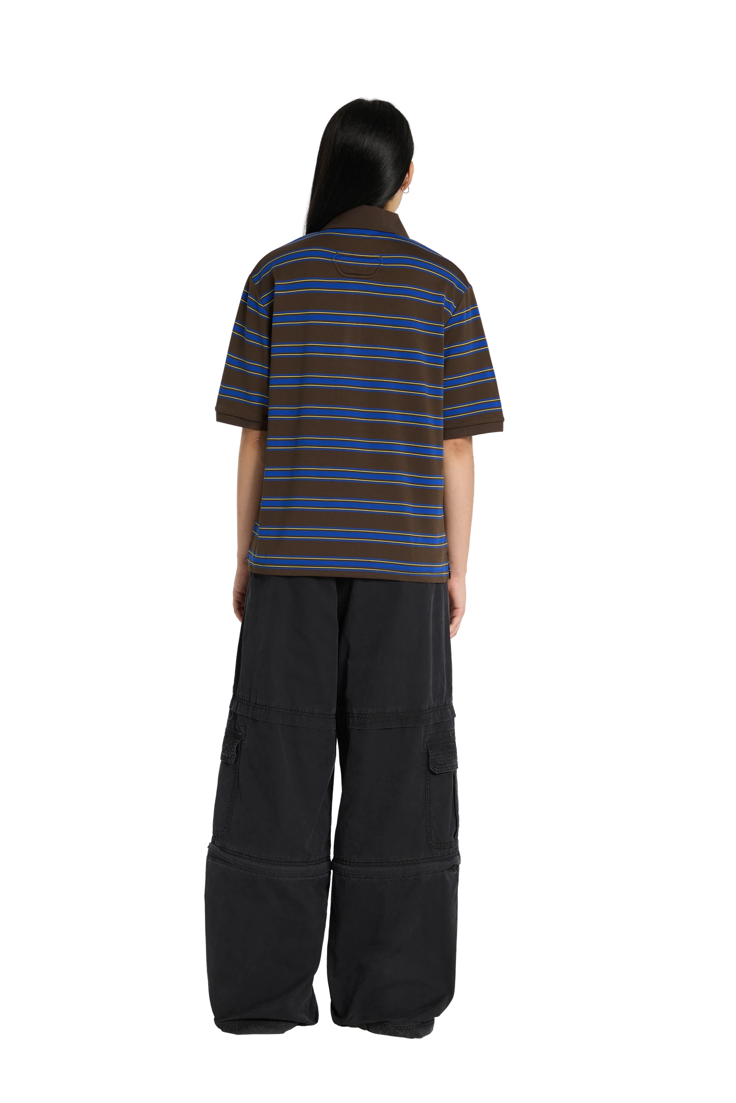 Striped Polo Shirt Mocha Blue