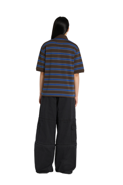 Striped Polo Shirt Mocha Blue