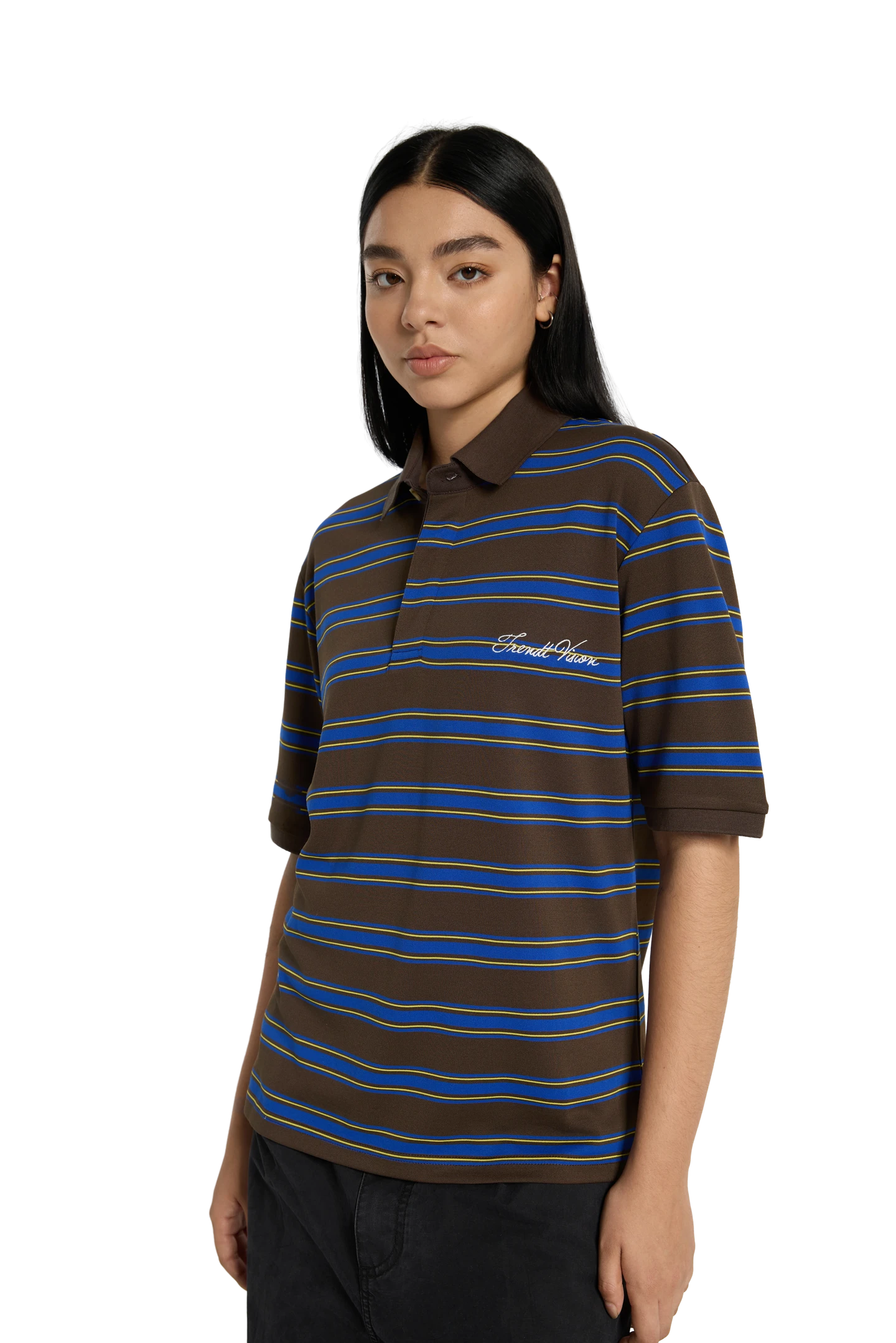 Striped Polo Shirt Mocha Blue
