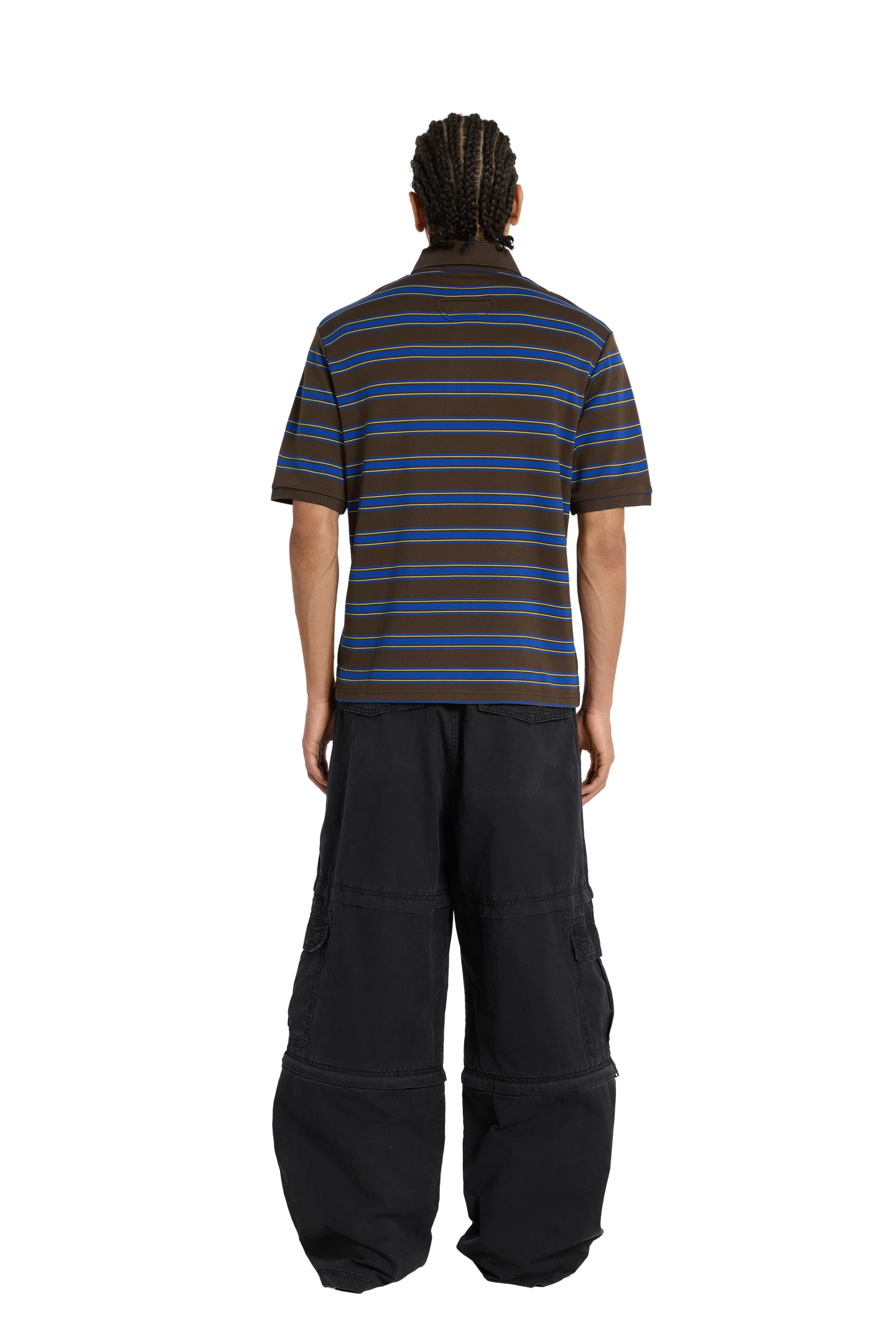 Striped Polo Shirt Mocha Blue