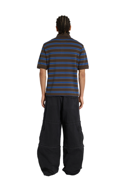 Striped Polo Shirt Mocha Blue