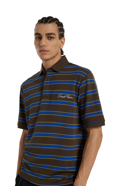 Striped Polo Shirt Mocha Blue